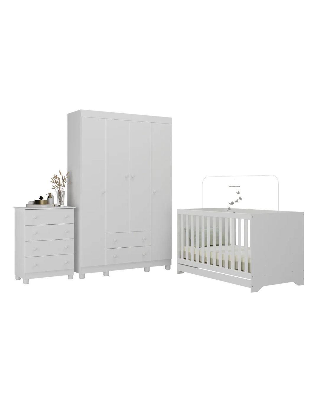 Image of Quarto de Bebê Completo com Berço Americano 3 em 1 Allegra Multimóveis